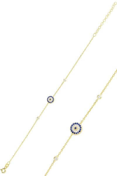 Gümüş altın yaldızlı zirkon taşlı nazar bileklik SGTL11447GOLD