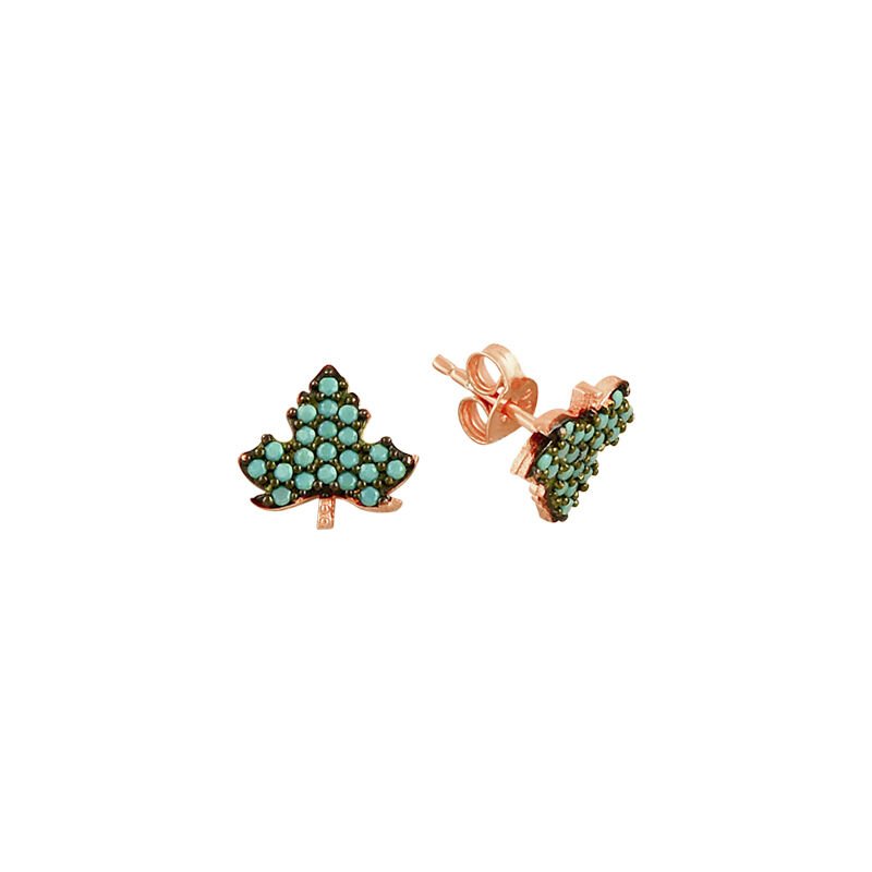 Mini turkuaz taşlı yaprak küpe SGTL7434