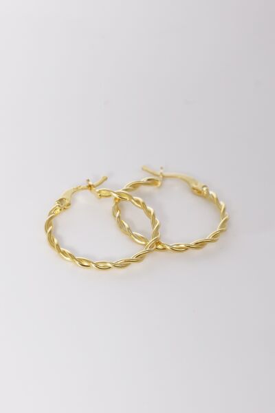 925 ayar gümüş küpe altın yaldızlı çift burma şarnel halka küpe SGTL13158GOLD