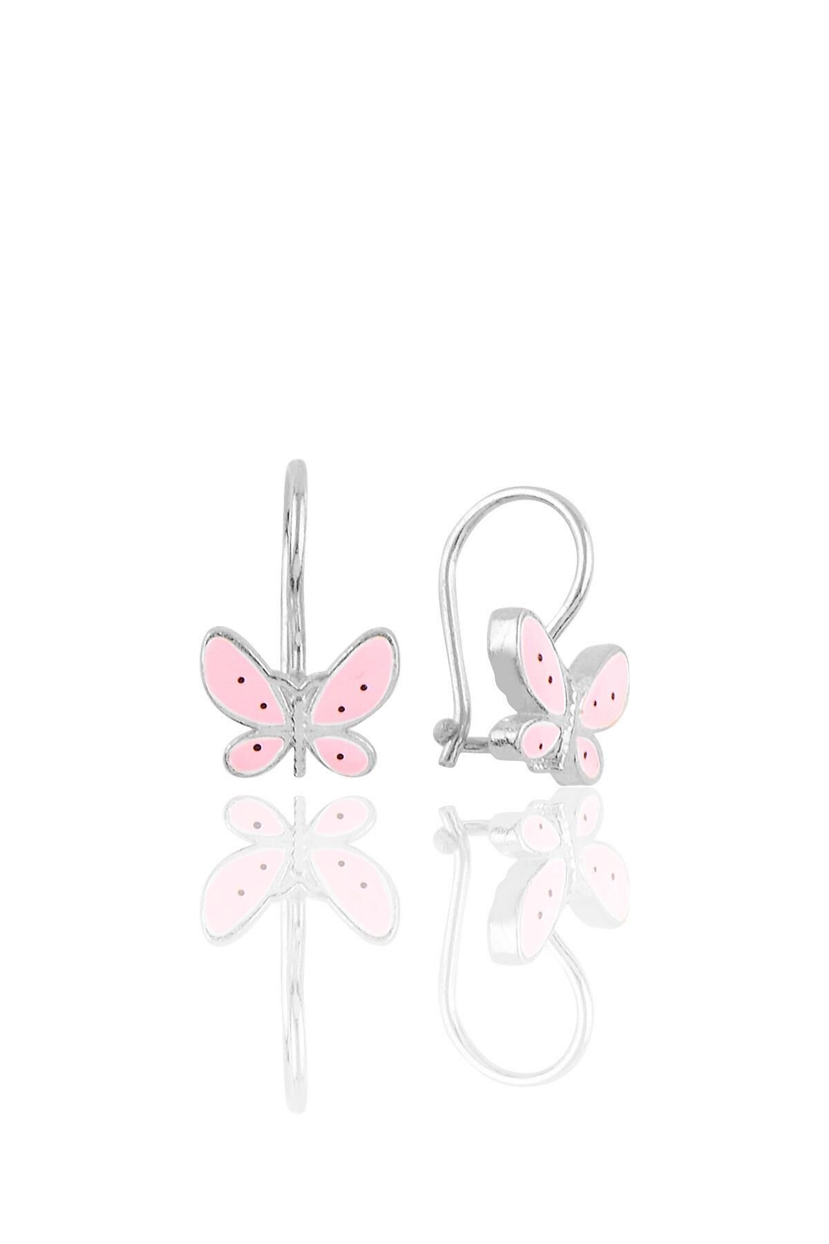 Gümüş  mineli çengelli gümüş kelebek küpe SGTL10712RODAJ
