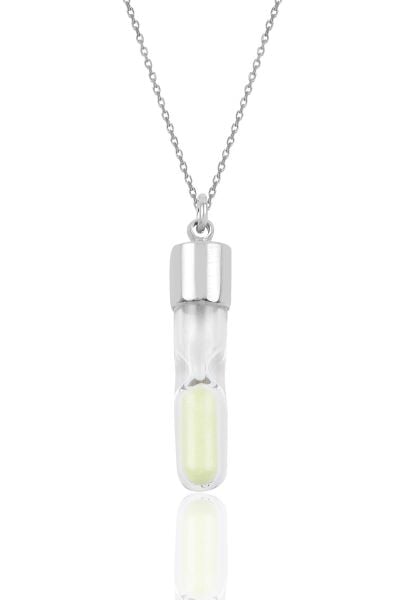 Gümüş renk değiştiren kum saati kolye SGTL9902YEŞİL