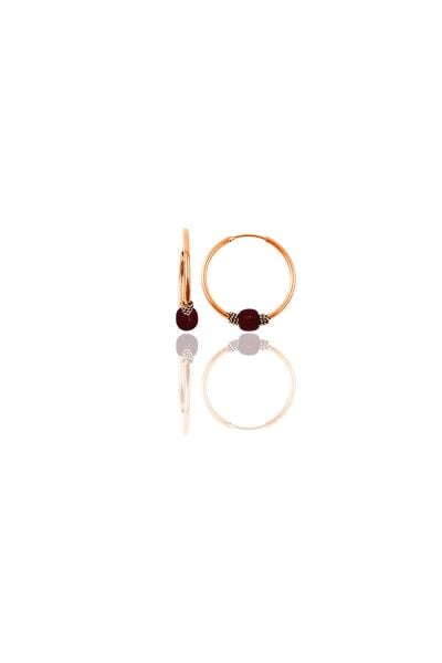 Gümüş rose 14 mm  mercan renkli halka küpe SGTL11273ROSE
