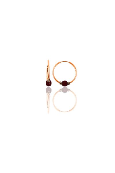 Gümüş rose 14 mm  mercan renkli halka küpe SGTL11273ROSE