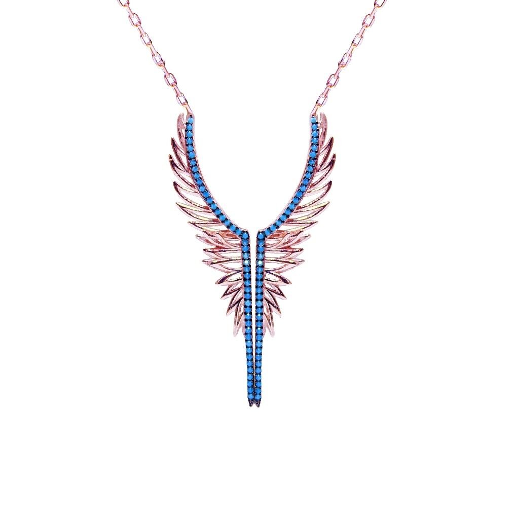 nano turkuaz taşlı kanat kolye SGTL2608