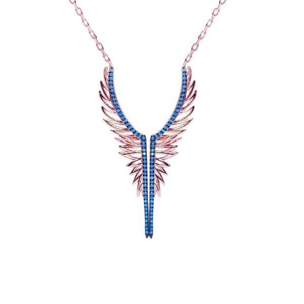 nano turkuaz taşlı kanat kolye SGTL2608