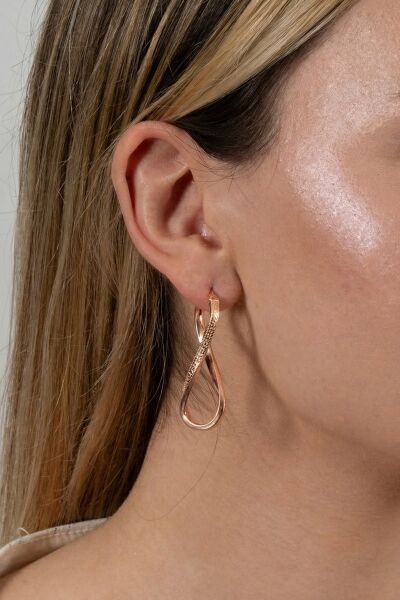 925 ayar gümüş küpe rose desenli sonsuzluk kavisli küpe SGTL13159ROSE