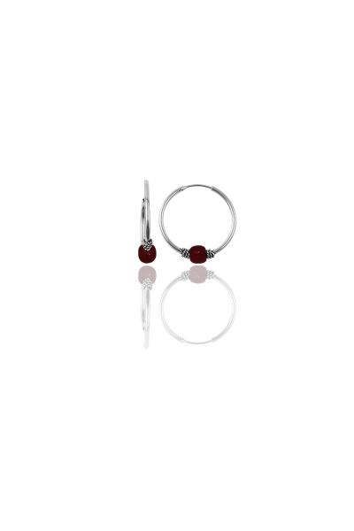 Gümüş 14 mm  mercan renkli  halka küpe SGTL11273RODAJ