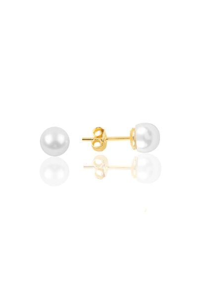 Gümüş altın yaldızlı 6 mm inci küpe SGTL11804GOLD