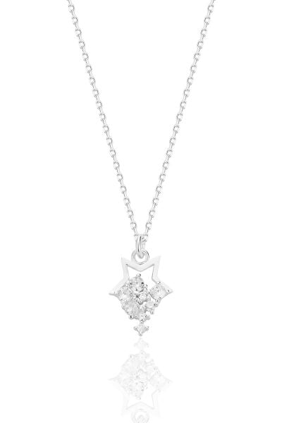 Gümüş rodyumlu zirkon taşlı yıldız yağmuru kolye SGTL12684RODAJ
