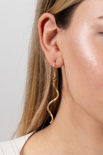925 ayar gümüş küpe altın yaldızlı Spiral (Sarmal) şekilli şarnel küpe SGTL13160GOLD