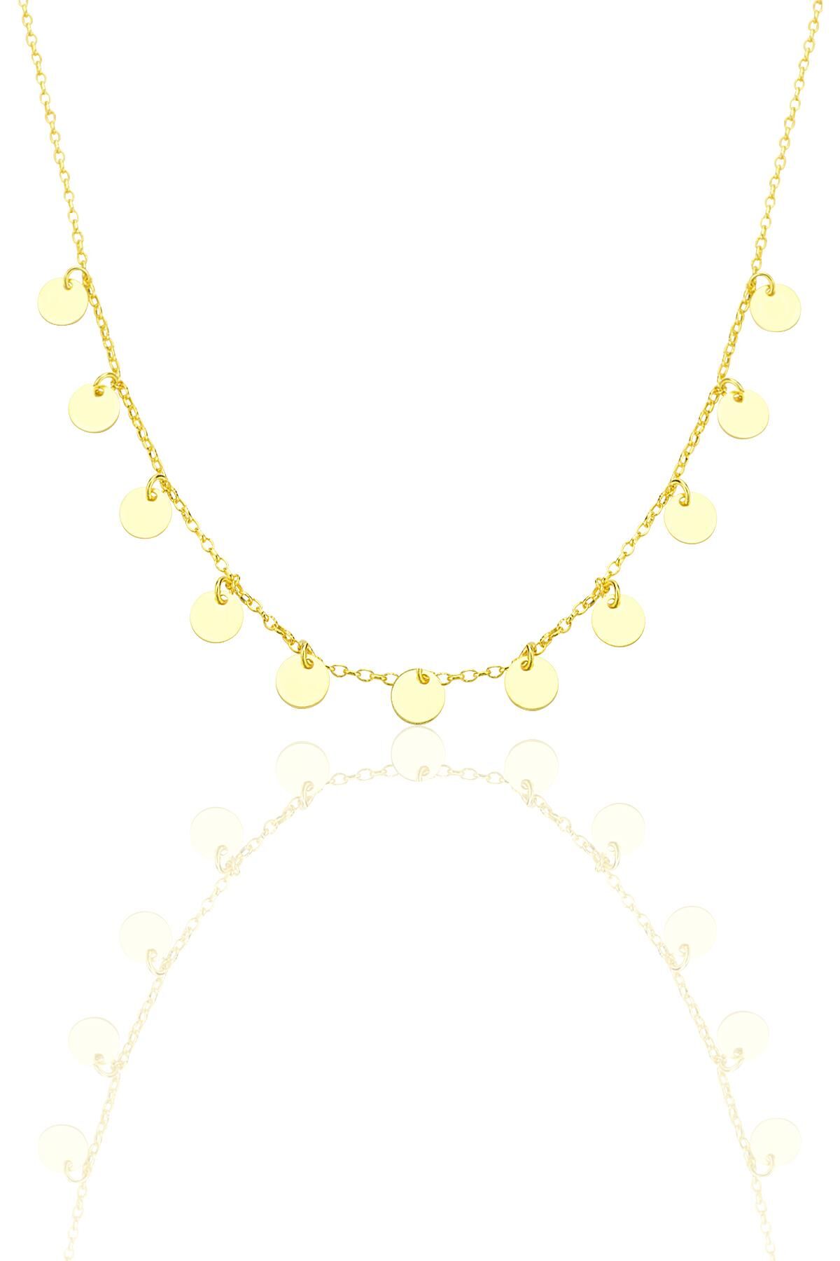 Gümüş altın yaldızlı yuvarlak pullu kolye  SGTL12510GOLD