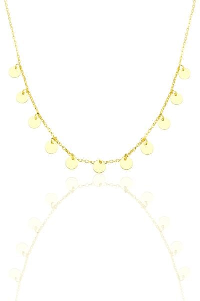 Gümüş altın yaldızlı yuvarlak pullu kolye  SGTL12510GOLD