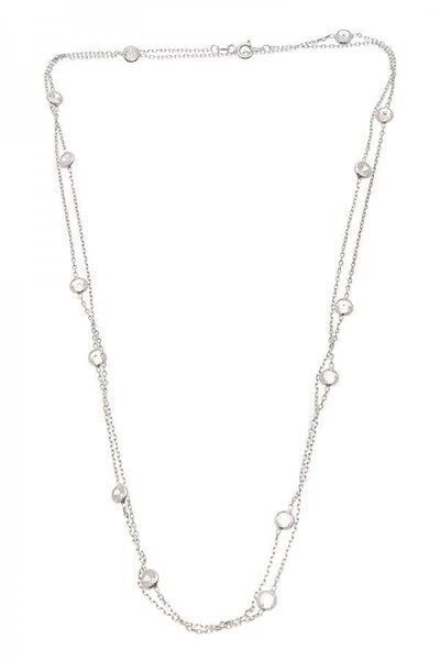 Gümüş rodyumlu sıra taşlı kolye kolye5423