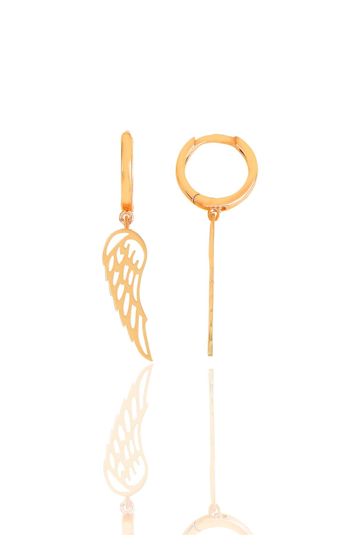 Gümüş rose  kanat küpe SGTL11548ROSE