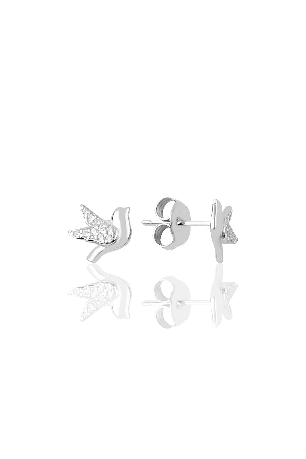 Gümüş rodyumlu zirkon taşlı haberci güvercin küpe SGTL12626RODAJ