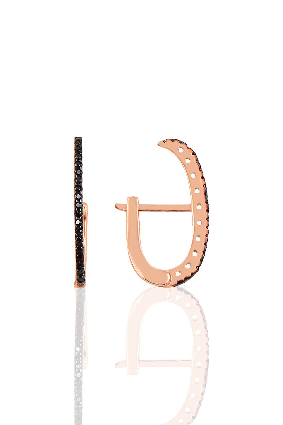 Gümüş rose onix taşlı style j modeli küpe SGTL10198SYH