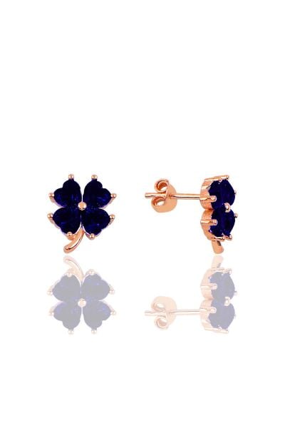 Gümüş rose safir taşlı yonca küpe SGTL10066SFR