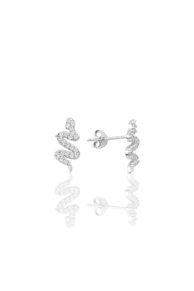 Gümüş rodyumlu yılan modeli küpe SGTL10226RDJ