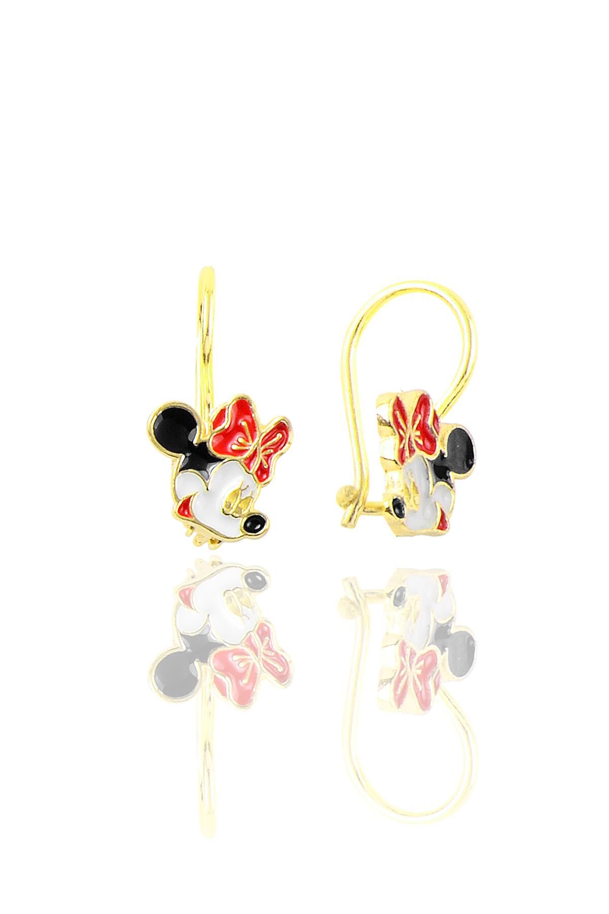 Gümüş altın yaldızlı mineli çocuk küpesi SGTL11801GOLD