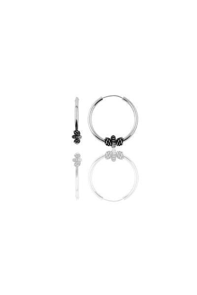 Gümüş 17 mm işlemeli halka küpe SGTL11268RODAJ