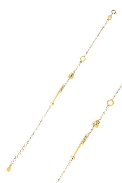 Gümüş altın yaldızlı zirkon taşlı stil çivi bileklik SGTL12628GOLD