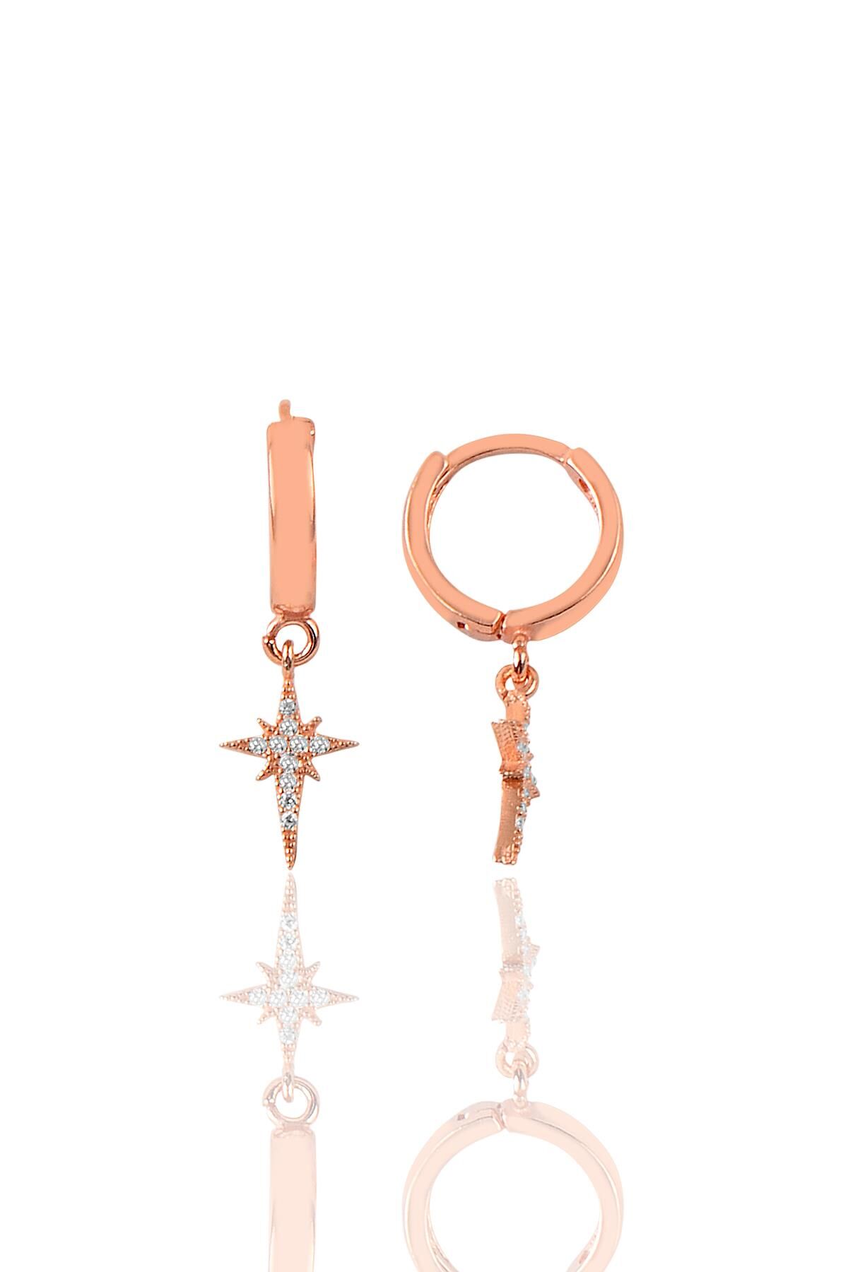 Gümüş taşlı kutup yıldızı modeli halka küpe SGTL9612