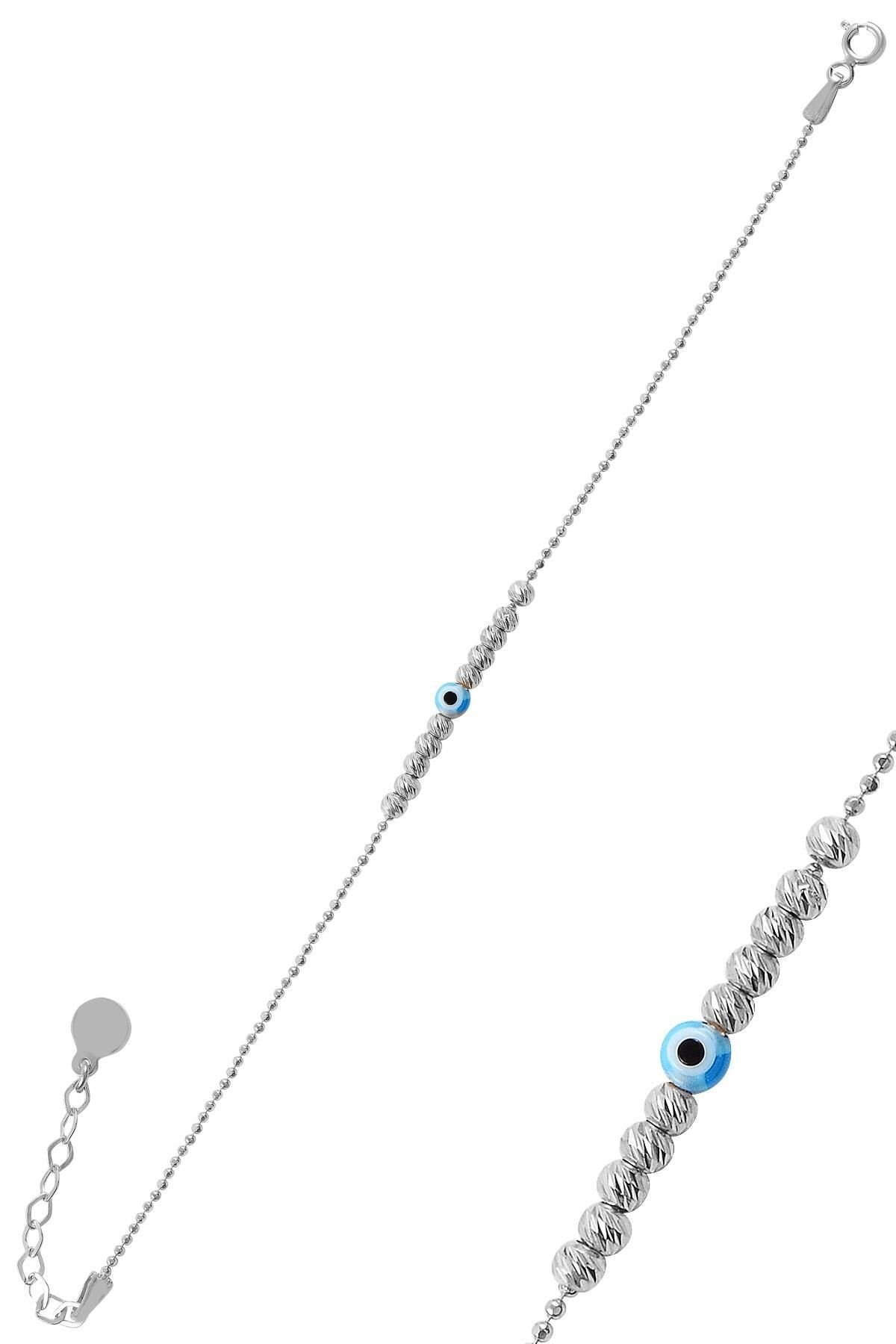 Gümüş rodyumlu nazarlı   dorissa dorica bileklik  SGTL11317RODAJ