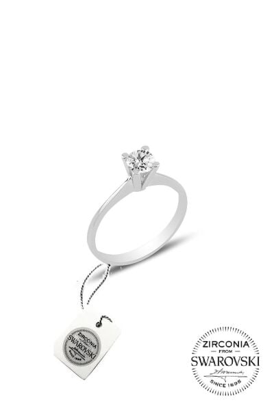 Gümüş Swarovski tek taş yüzük SGTL20506