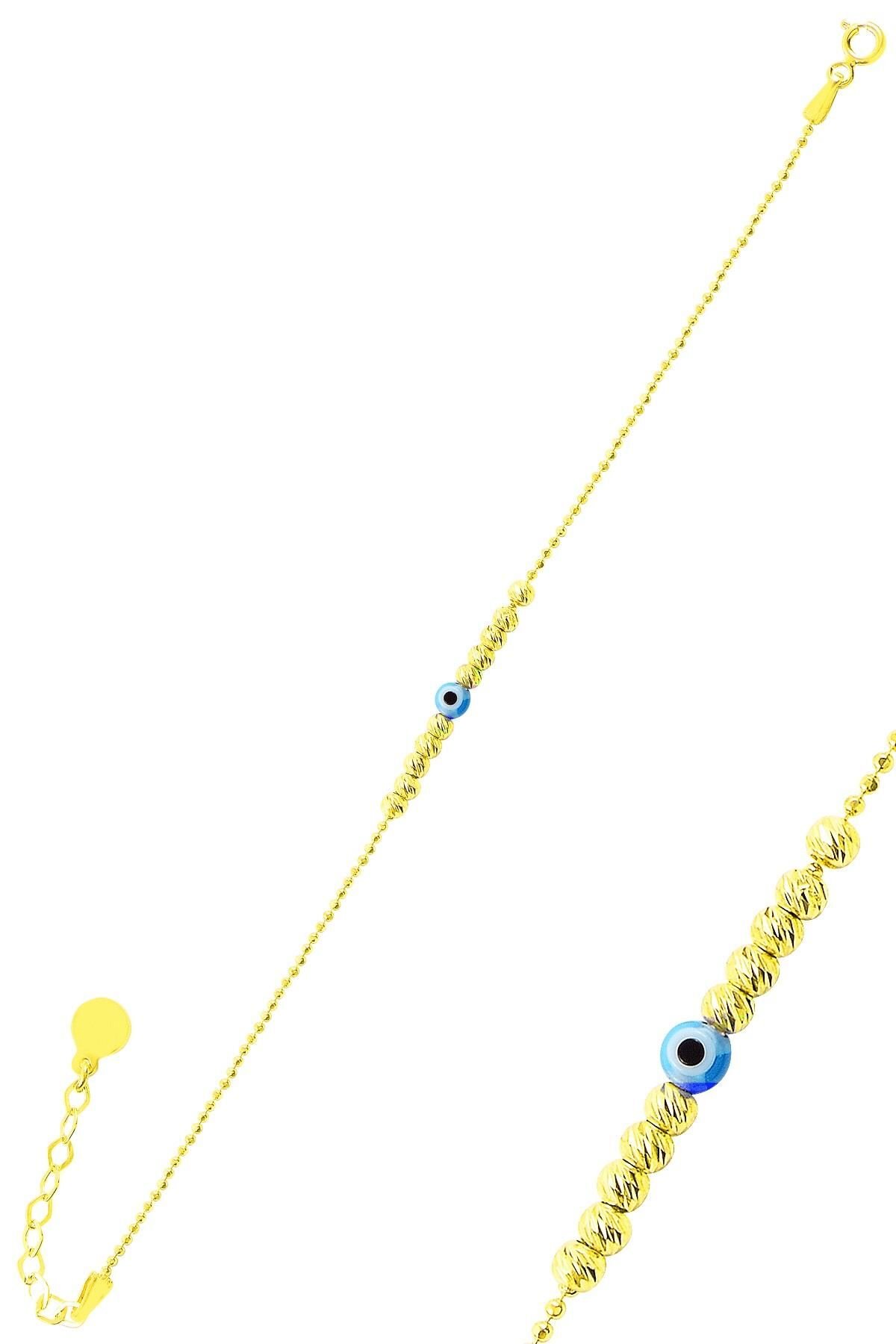 Gümüş altın yaldızlı, nazarlı dorissa dorica bileklik  SGTL11317GOLD