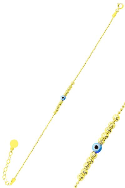 Gümüş altın yaldızlı, nazarlı dorissa dorica bileklik  SGTL11317GOLD