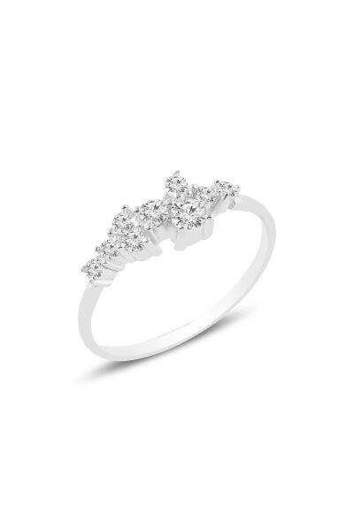 Gümüş rodyumlu  zirkon taşlı lady gümüş yüzük SGTL10616RODAJ