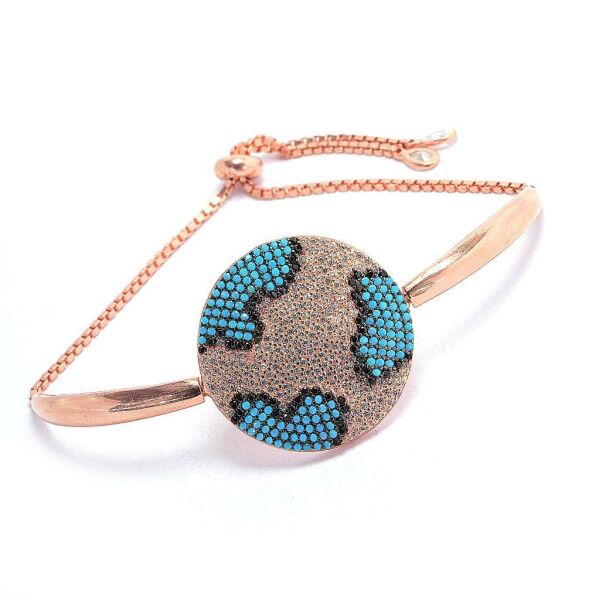 turkuaz ve zirkon taşlı asansörlü bileklik SGTL4258