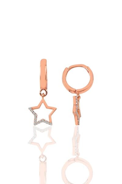 Gümüş taşlı yıldız modeli halka küpe SGTL9616