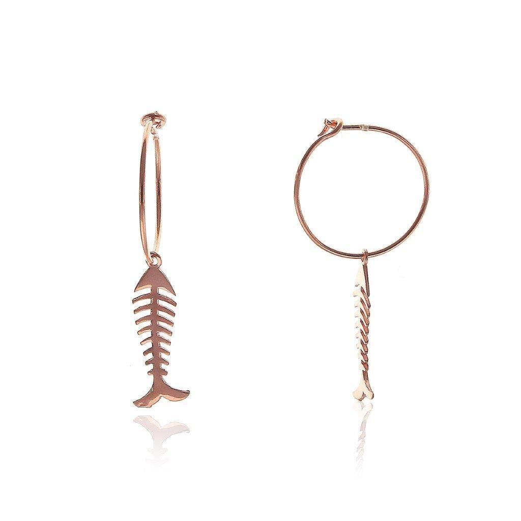 Balık Model Rose Gümüş Küpe SGTL5650