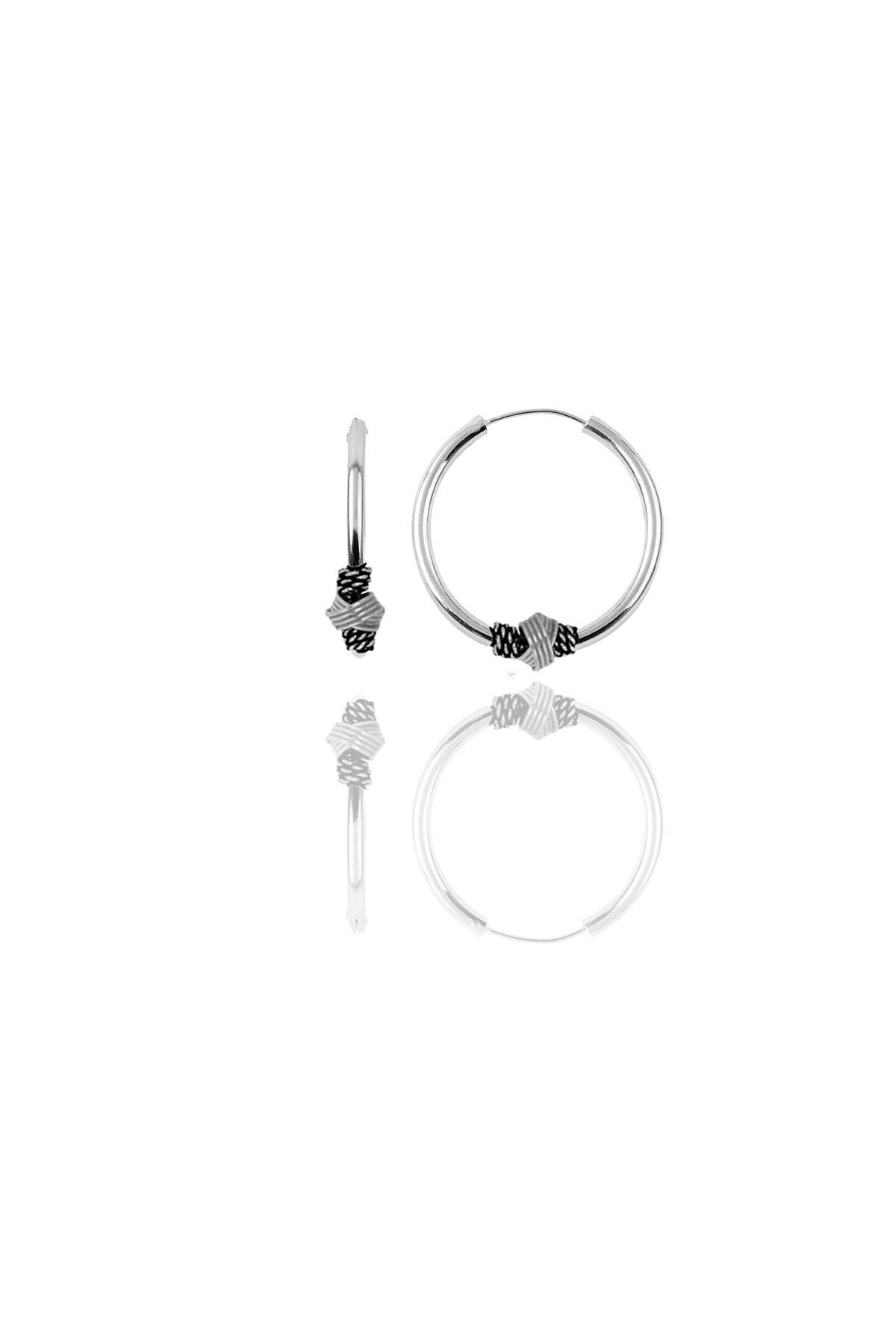Gümüş 17 mm işlemeli halka küpe SGTL11266RODAJ