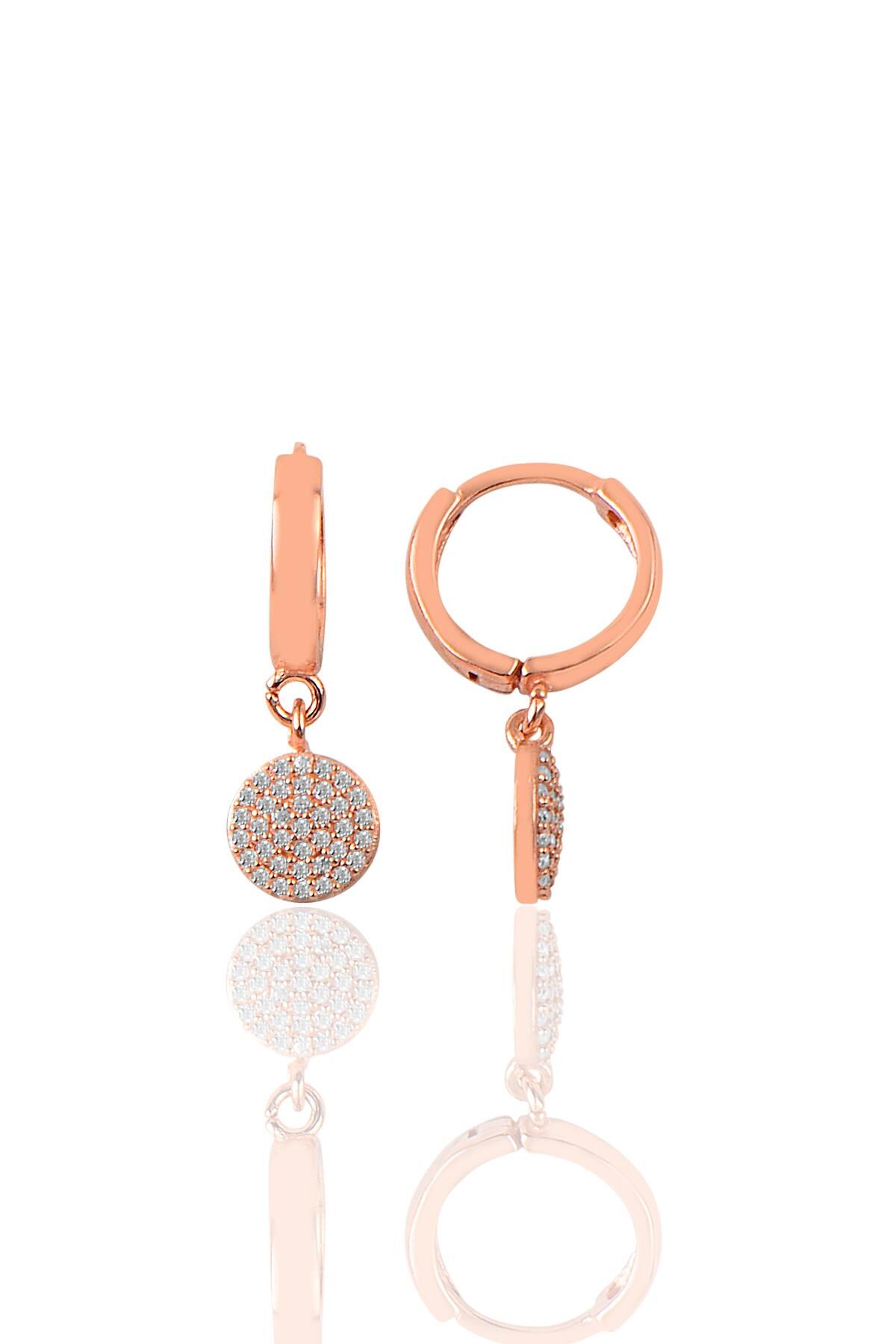 Gümüş taşlı yuvarlak modeli halka küpe SGTL9617