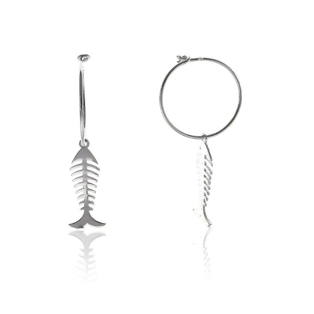 Balık Modeli Rodyum Gümüş Küpe SGTL5651