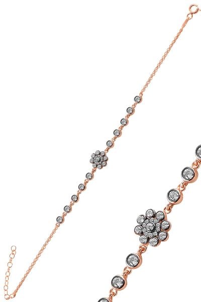 Gümüş rose zirkon taşlı  elmas montürlü bileklik. SGTL10766ROSE
