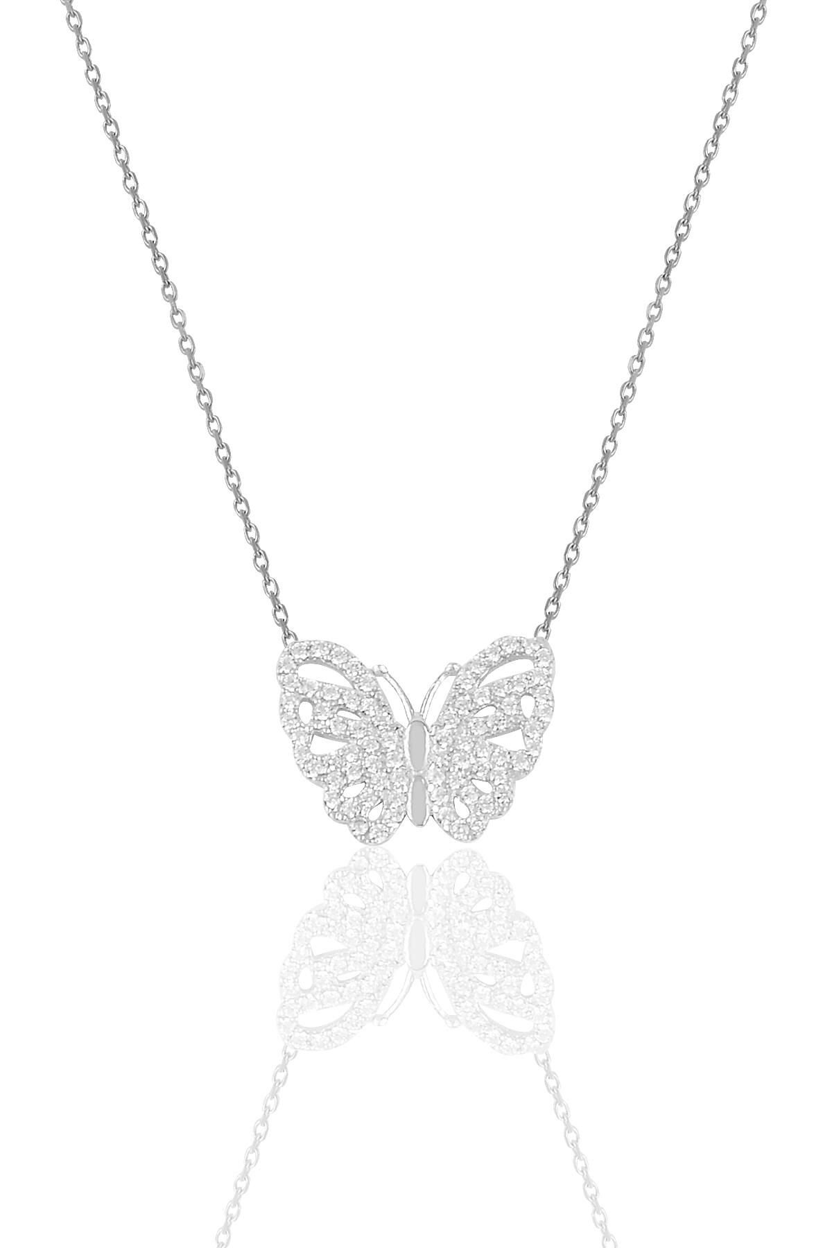 Gümüş rodyumlu kelebek kolye SGTL10236