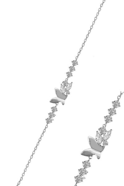 Gümüş rodyumlu zirkon taşlı kelebek rüyası kadın bileklik SGTL12634RODAJ