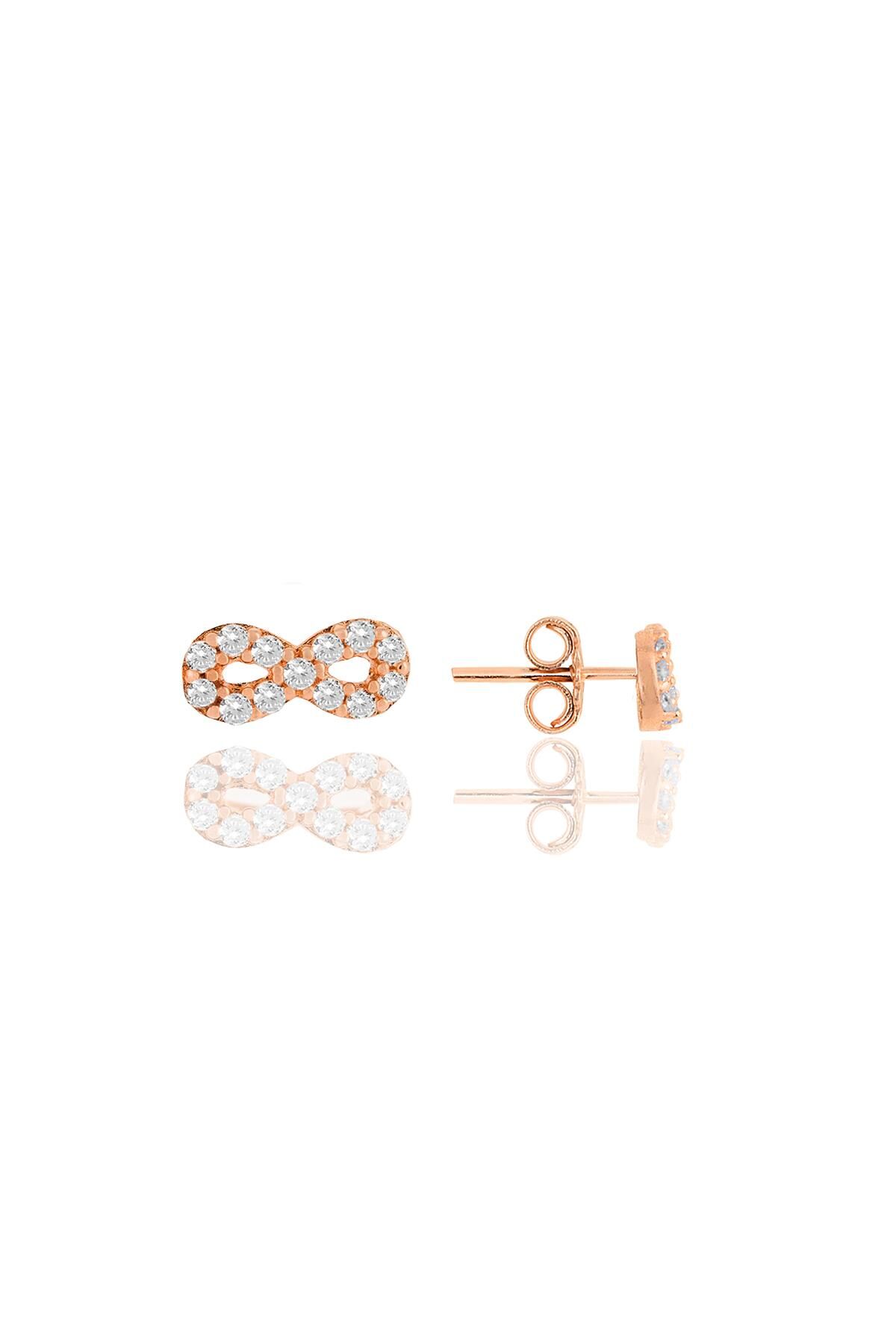 Gümüş rose zirkon taşlı sonsuzluk küpe SGTL12065ROSE