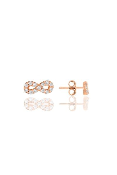 Gümüş rose zirkon taşlı sonsuzluk küpe SGTL12065ROSE