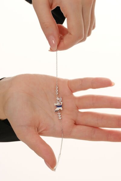 Gümüş rodyumlu zirkon taşlı kelebek rüyası kadın bileklik SGTL12634RODAJ