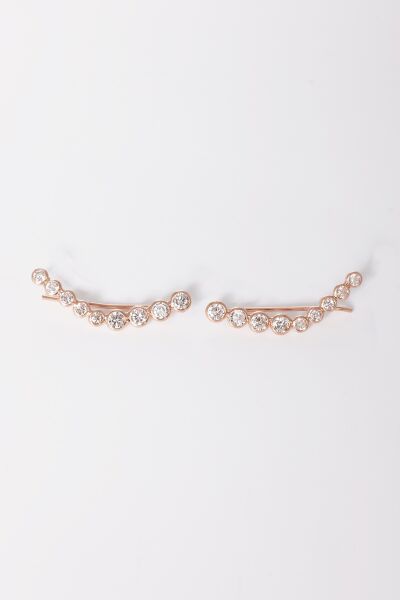 925 ayar gümüş küpe rose zirkon sıra taşlı özel tasarım küpe SGTL13168ROSE