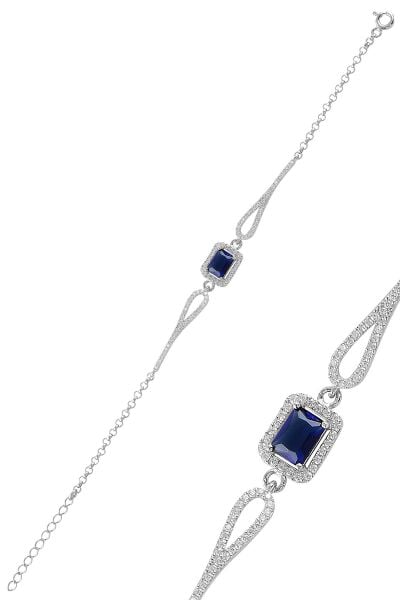 Gümüş rodyumlu pırlanta modeli safir ve zirkon taşlı  baget  bileklik  SGTL11311SAFIR