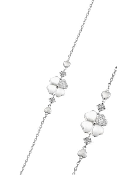 Gümüş rodyumlu sedef ve zirkon taşlı göz alıcı ışıltısı ile yonca bileklik SGTL12635RODAJ