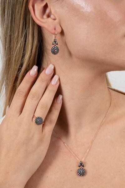 Gümüş elmas möntürlü üçlü set SGTL9873