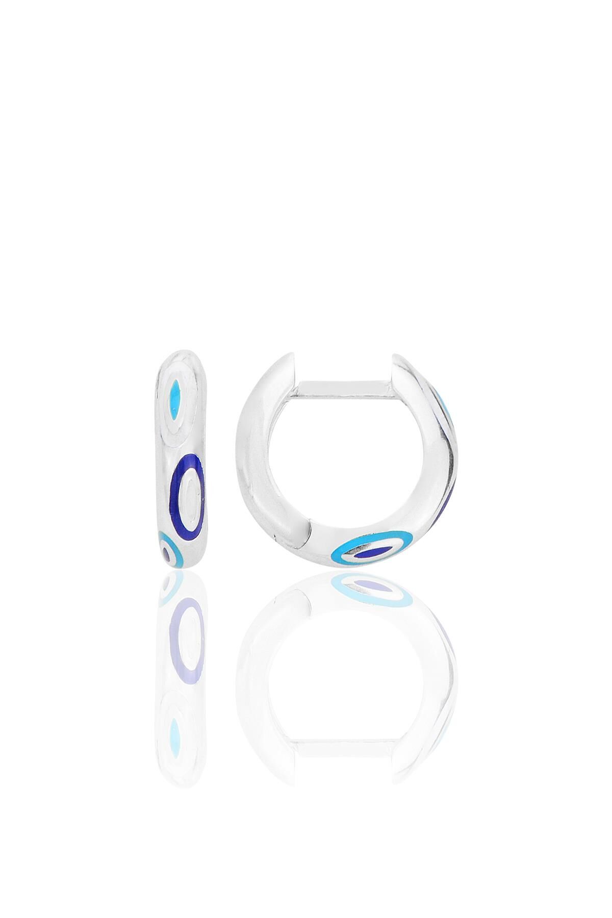 Gümüş rodaj nazar mineli fortuna halka küpe SGTL12704RODAJ