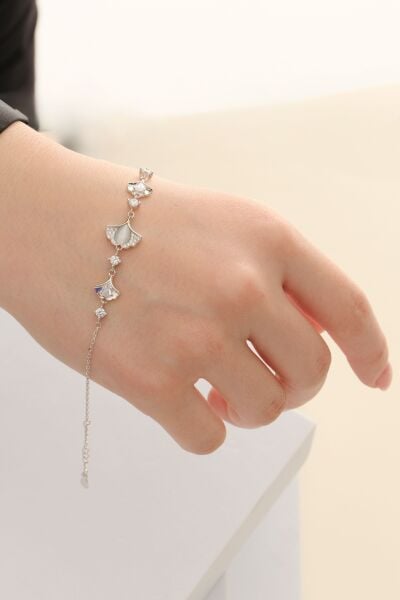 Gümüş rodyumlu kedi gözü ve zirkon taşlı doğa tılsımı bileklik SGTL12637RODAJ