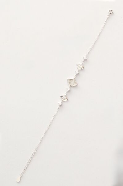 Gümüş rodyumlu kedi gözü ve zirkon taşlı doğa tılsımı bileklik SGTL12637RODAJ